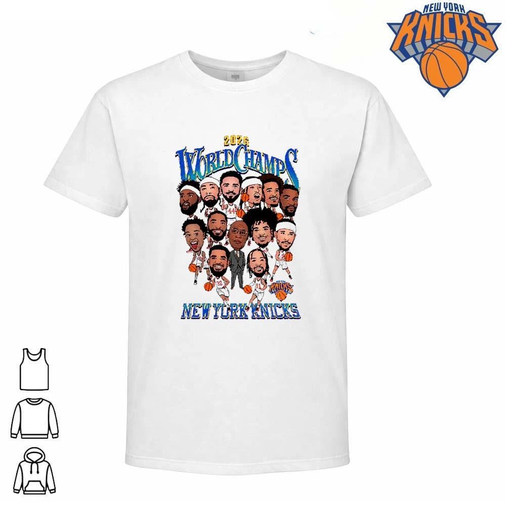 New York Knicks Champions NBA 2026 World Champs Caricature Team Roster Shirt