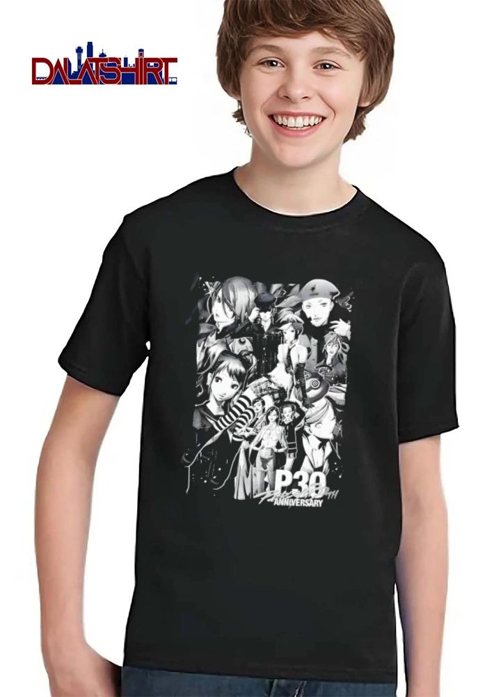 Persona P20 20th Anniversary Anime Characters Monochrome Collage Halftone shirt