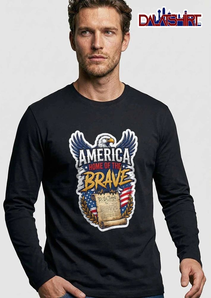 America Home Of The Brave We People Eagle Holding Scroll American Flag Laurel Wreath shirt