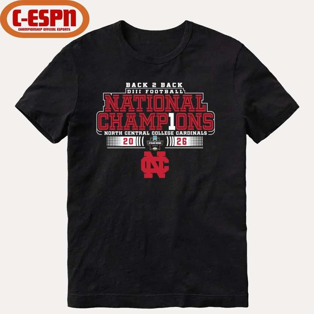 North Central College Back 2 Back NCAA DIII Football National Champions T-Shirt