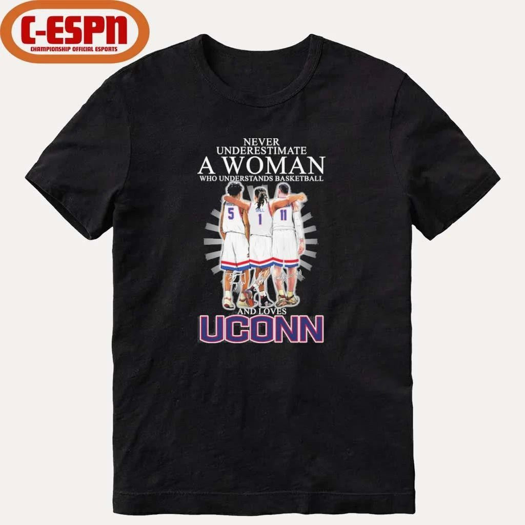 Never Underestimate A Woman Who Understands Basketball And Loves Uconn Huskies 2026 Shirt
