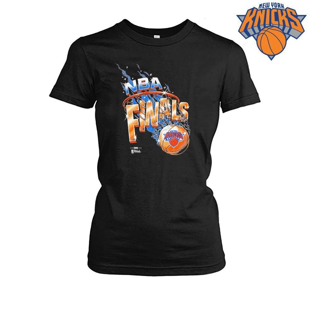 New York Knicks Basketball Net Rim Retro Sparkle Graphic NBA Finals 2026 Shirt