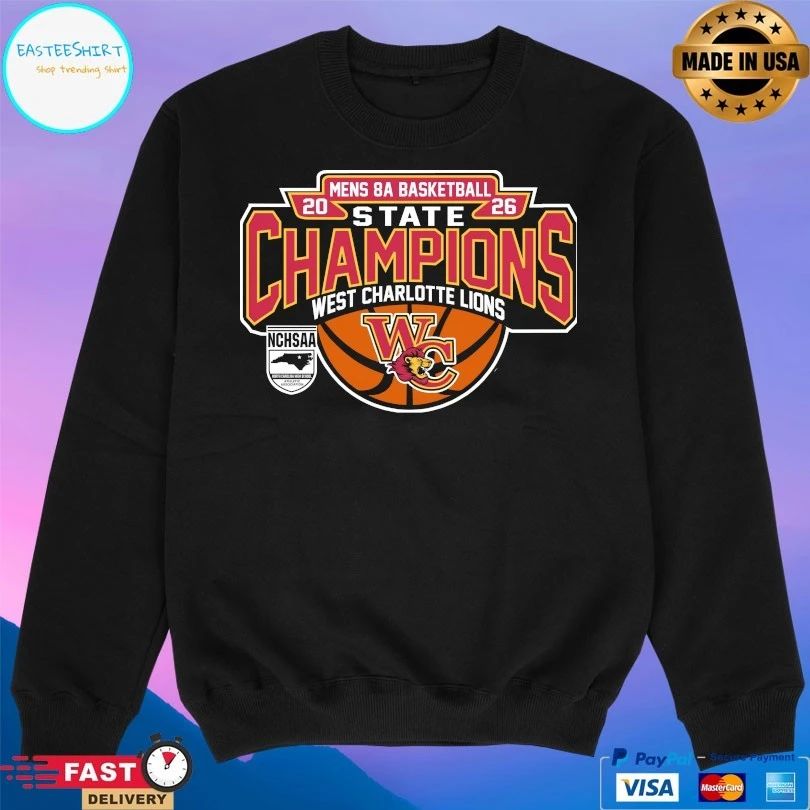NCHSAA Men’s 8a Basketball State Champions West Charlotte Lions 2026 T-shirts