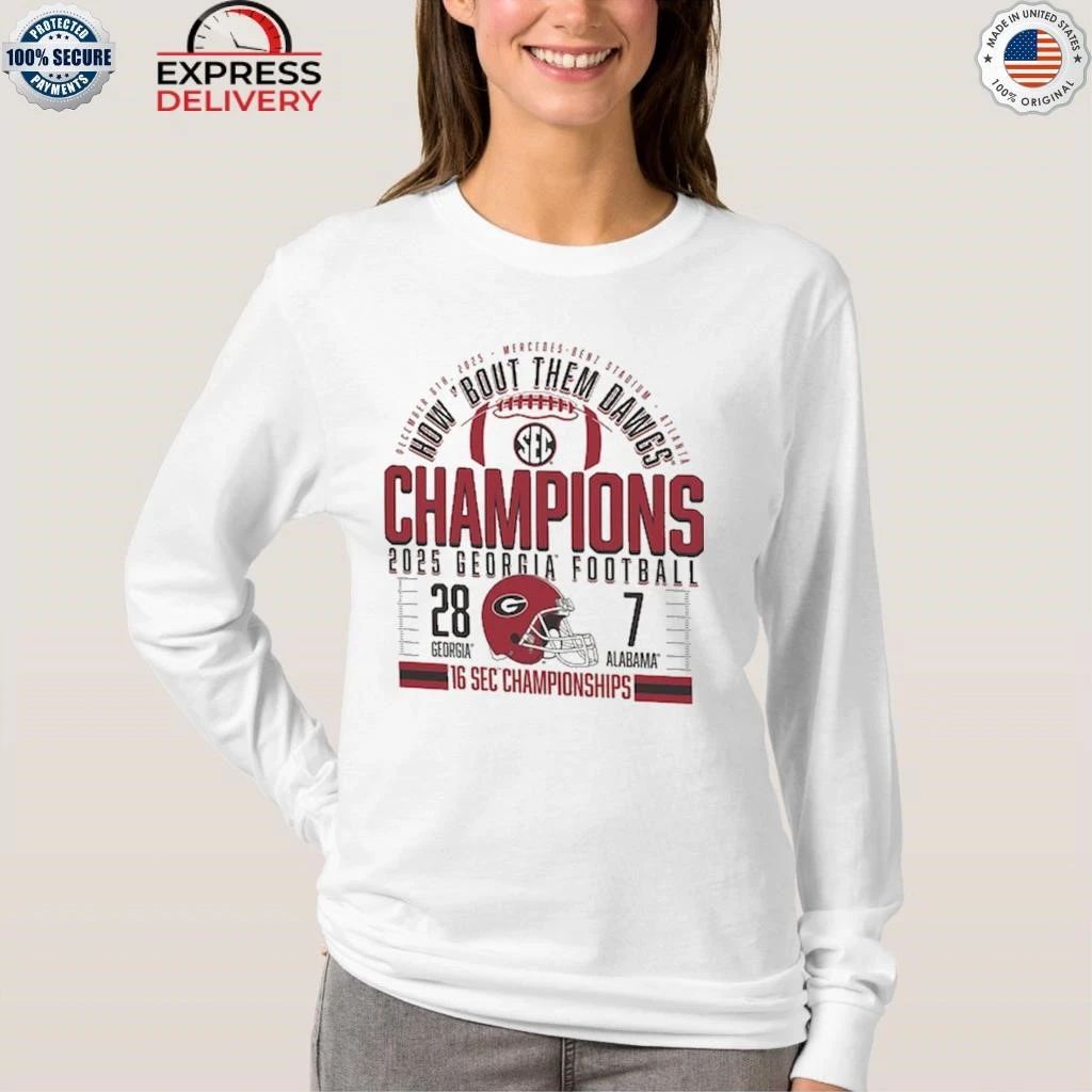 Georgia Bulldogs Natural 2025 SEC Football Champions Score Shirt