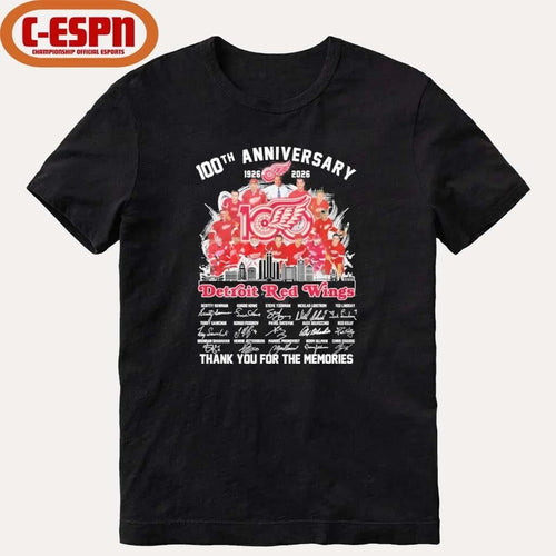 100th Anniversary 1926-2026 Detroit Red Wings Team Hockey Signatures Shirt