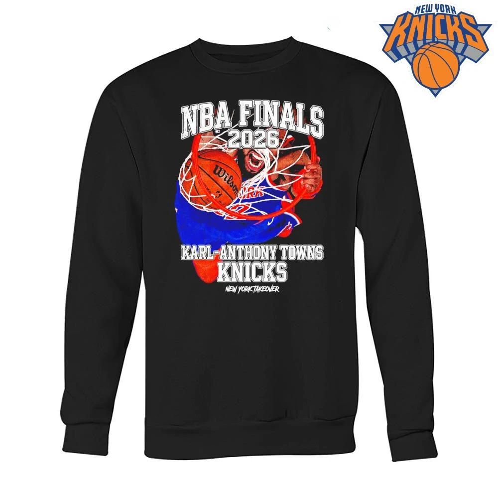 Karl Anthony Towns KAT New York Knicks Slam Dunk Rim View Vintage New York Takeover NBA Finals 2026 Shirt