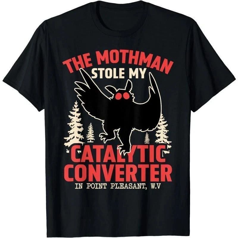 Funny Mothman Stole My Catalytic Converter Mothman Cryptid T-Shirt Cryptozoology