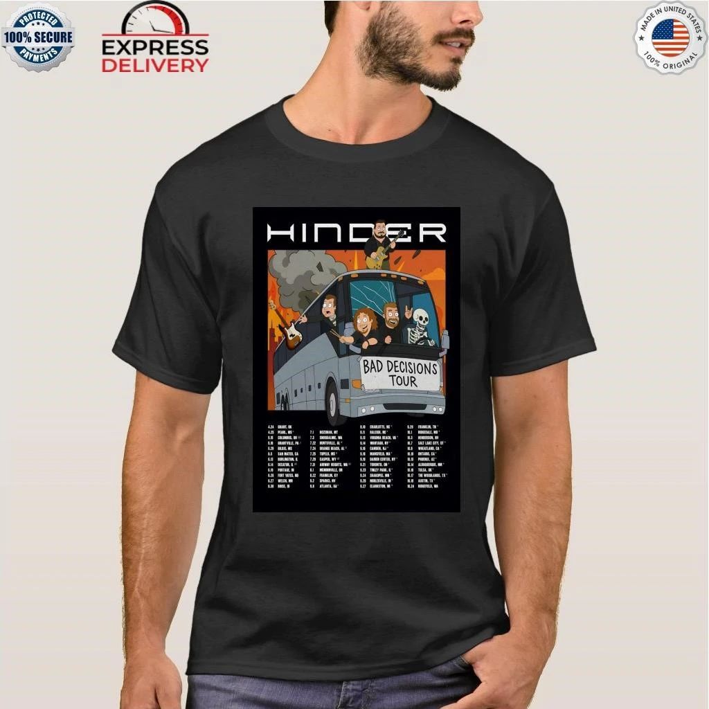 Hinder Bad Decisions 2026 Tour Shirt