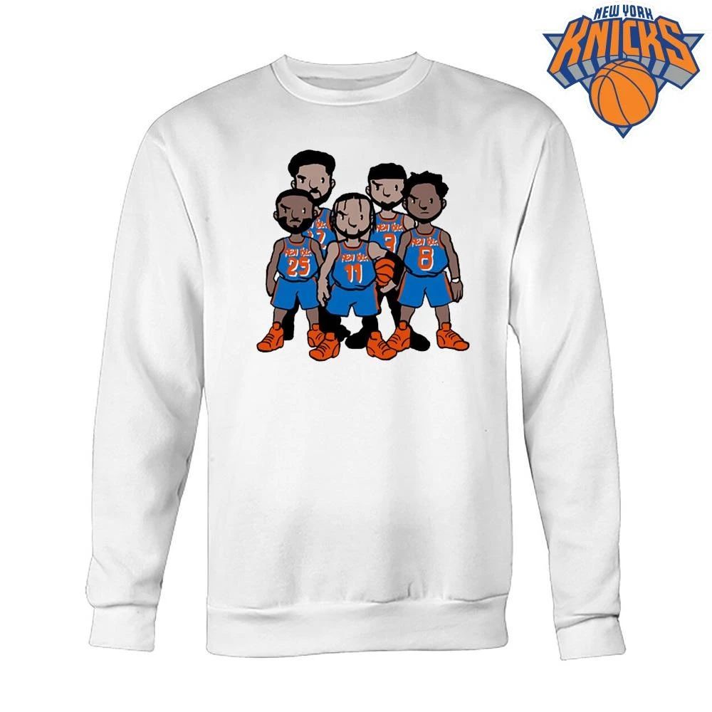 New York Knicks Starting Five Players Chibi Caricature Cartoon Basketball NBA Finals 2026 Shirt