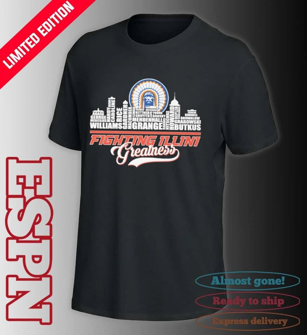 Greatness Illinois Fighting Illini Basketball Skyline Player Name Shirt