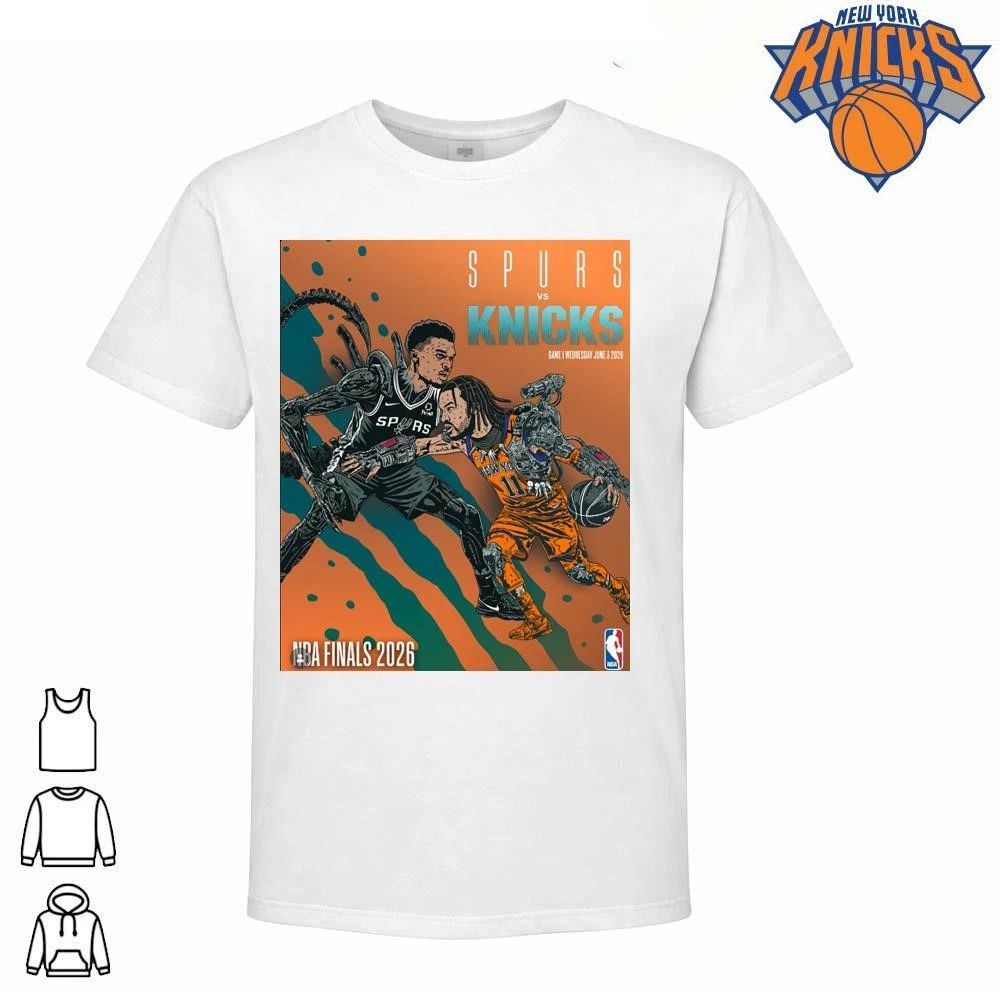 San Antonio Spurs vs New York Knicks Jalen Brunson Alien vs Predator NBA Finals 2026 T Shirt Design