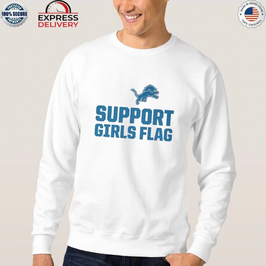 Detroit Lions Support Girls Flag Shirt