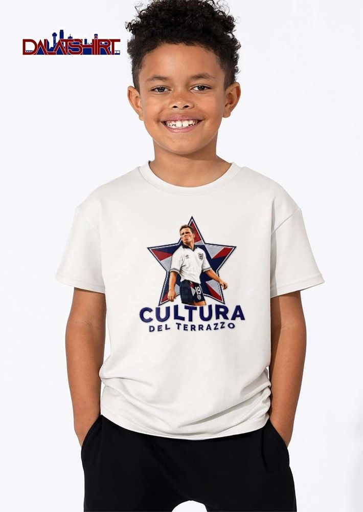 England Football Cultura Del Terrazzo Player Sticking Tongue Out Retro Star Graphic shirt