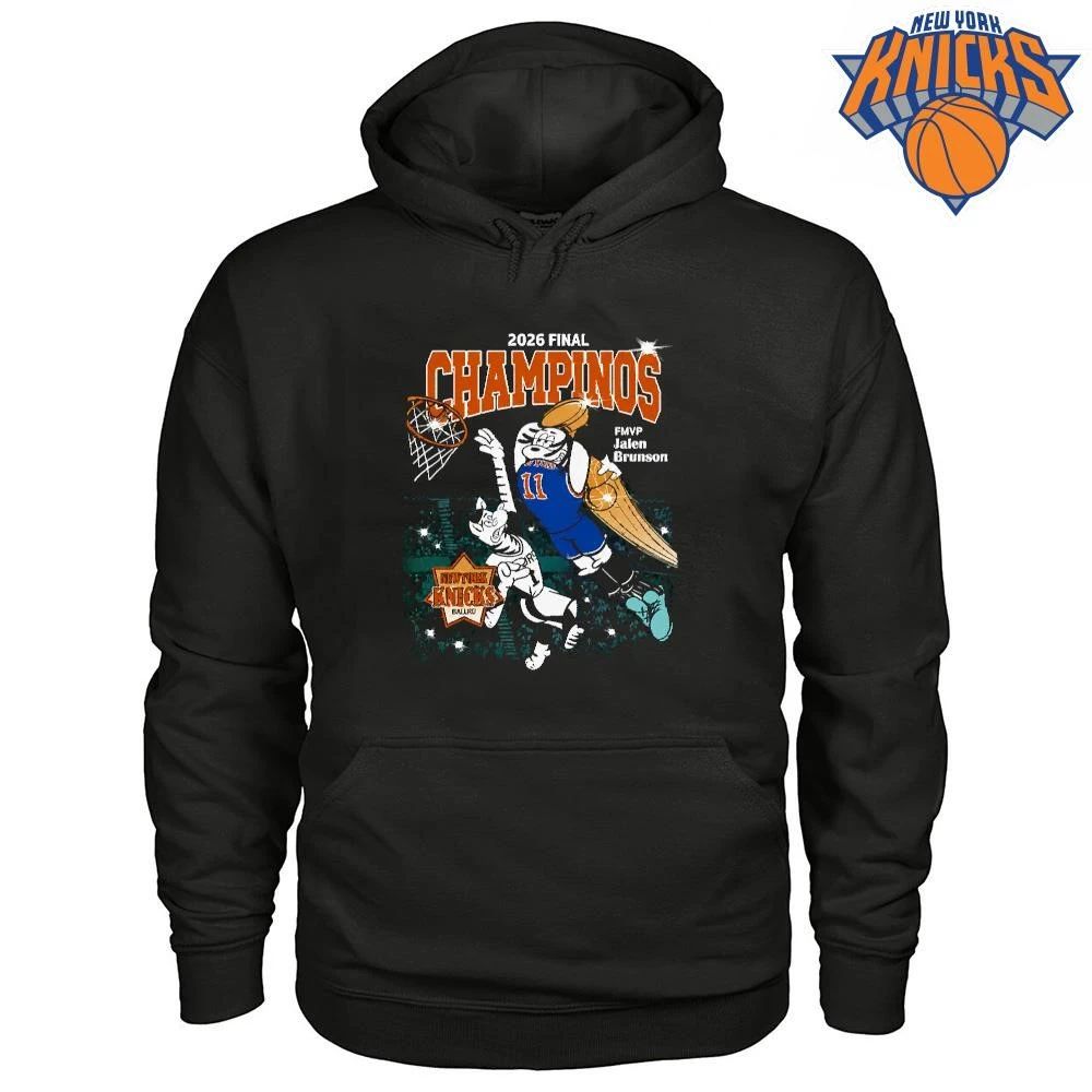 New York Knicks Champions NBA 2026 Champinos Cartoon Jalen Brunson Basketball Shirt