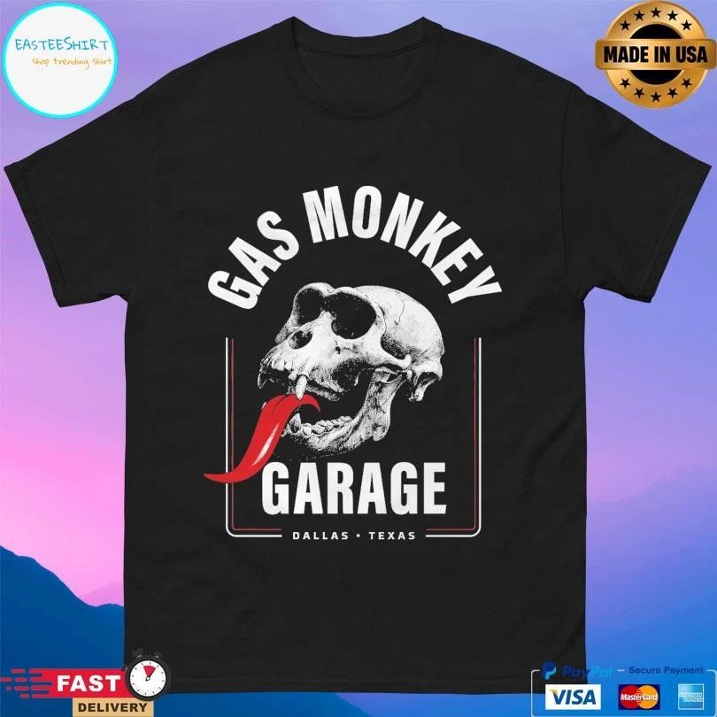 Gas Monkey Garage Dallas Texas Rebel Skull T-shirts
