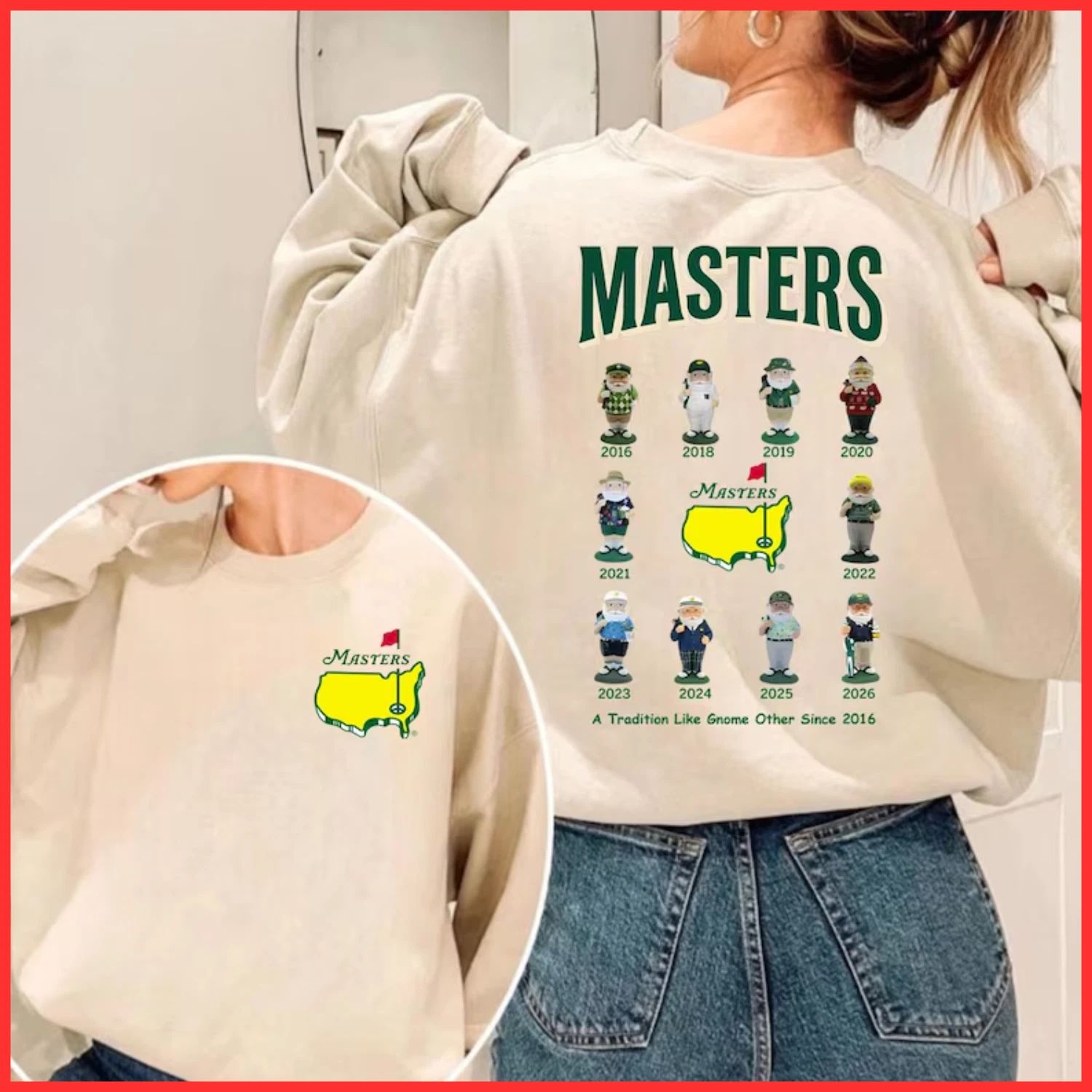 NEW !! Masters Golf Gnome T-shirt Augusta 2026 Cute Golf Crewneck Full Size