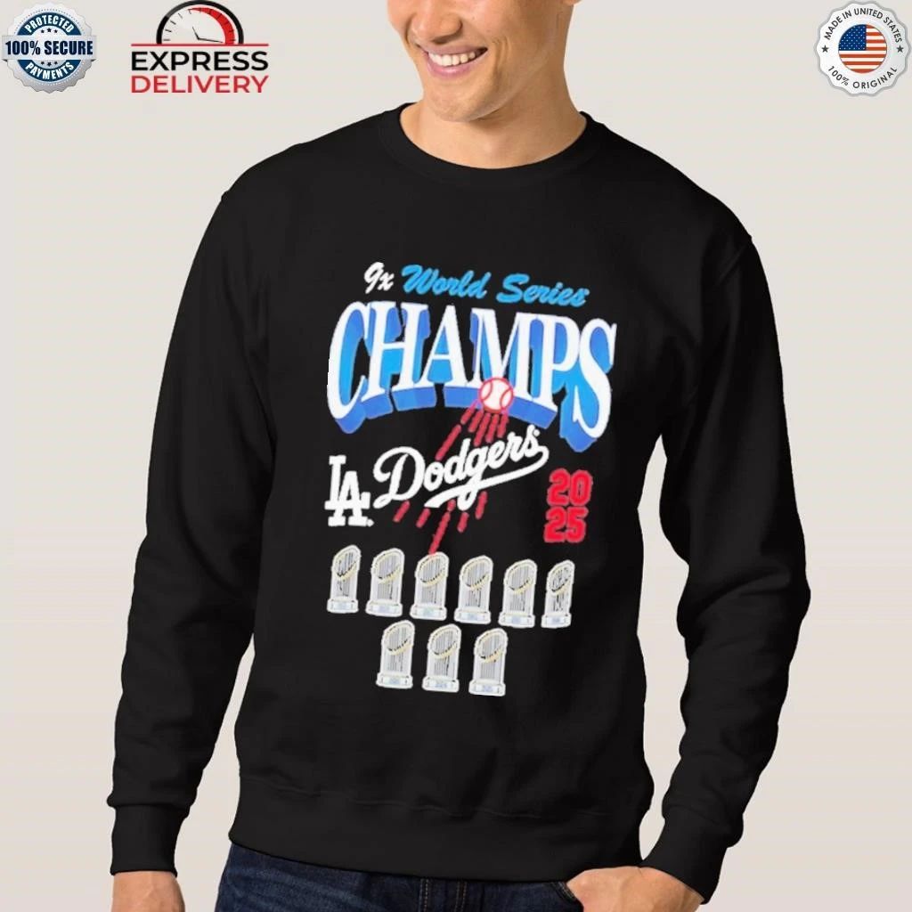 Los Angeles Dodgers New Era Nine-time World Series Champions Trophy Shirt