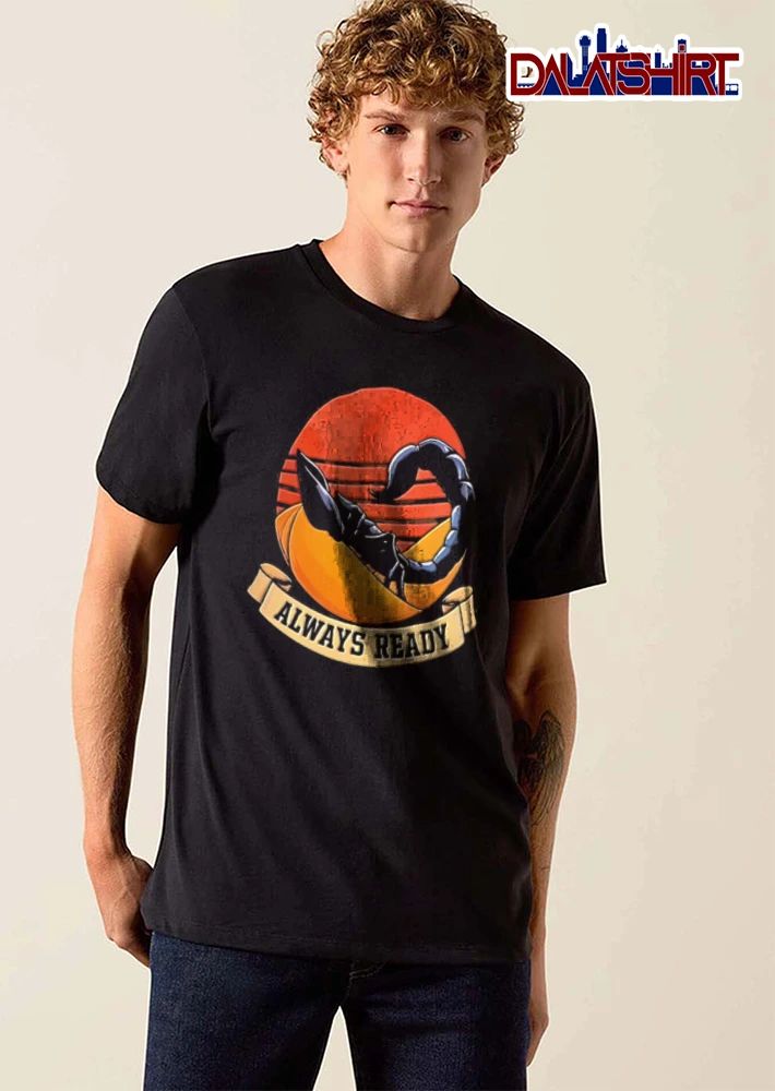 Always Ready Black Scorpion Desert Retro Sunset Ribbon shirt