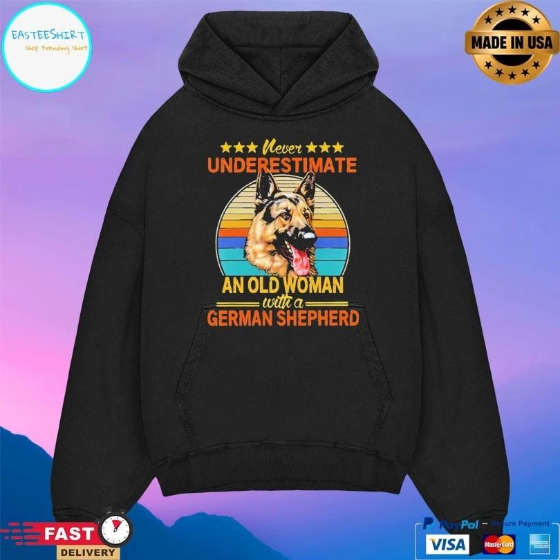 Never Underestimate An Old Woman With A German Shepherd Vintage Dog T-shirt