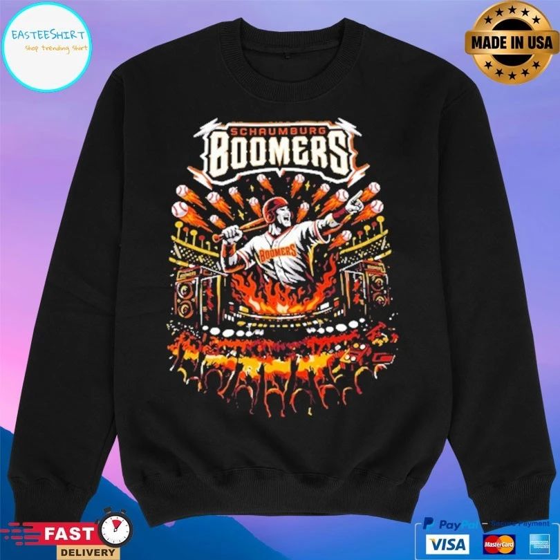Schaumburg Boomers Baseball Flaming Batter Graphic T-shirt