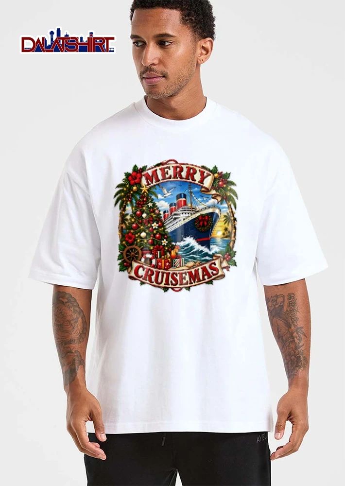 Merry Cruisemas Ocean Liner Christmas Tree Tropical Wreath shirt