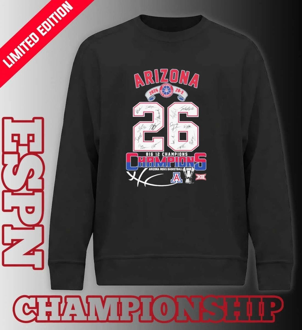 Arizona Wildcats Basketball 28-2 Big 12 Conference Champions Shirt