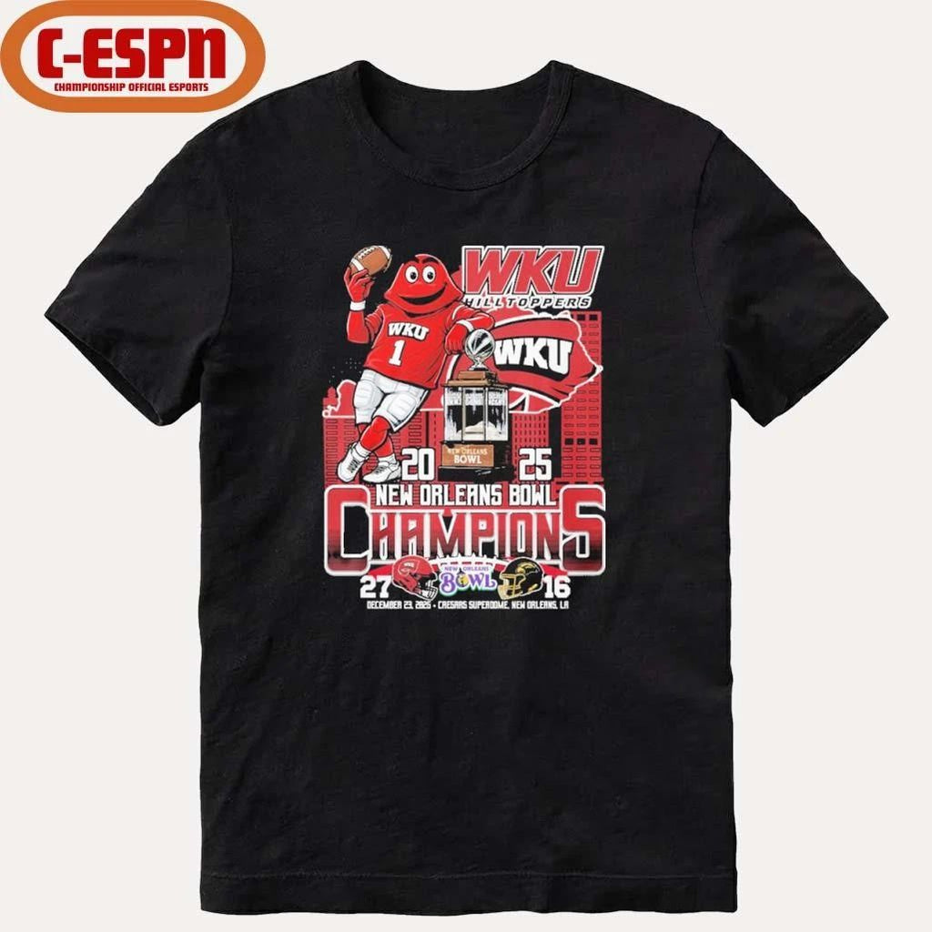 WKU Hilltoppers Mascot 2025 New Orleans Bowl Champions Score Shirt