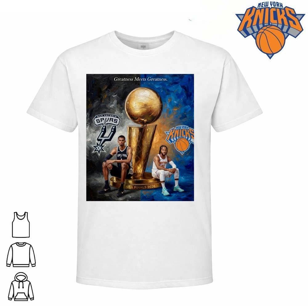 Victor Wembanyama Jalen Brunson San Antonio Spurs New York Knicks NBA Finals 2026 Greatness Meets Greatness T Shirt