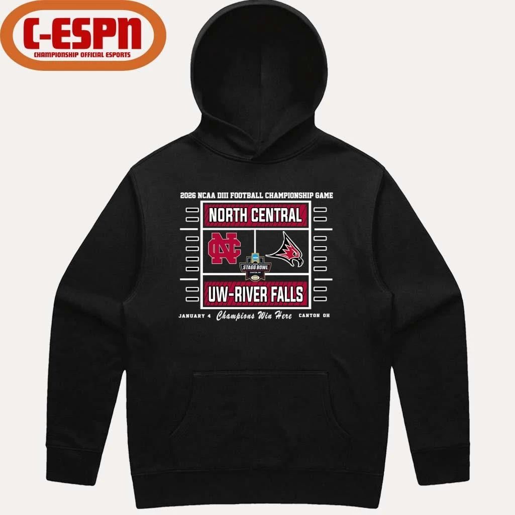 2026 NCAA DIII Football Championship UW–River Falls Falcons Vs North Central Cardinals T-Shirt