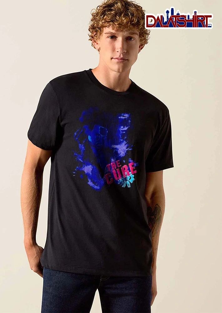 The Cure Vintage Distressed Robert Smith Portrait Flower shirt