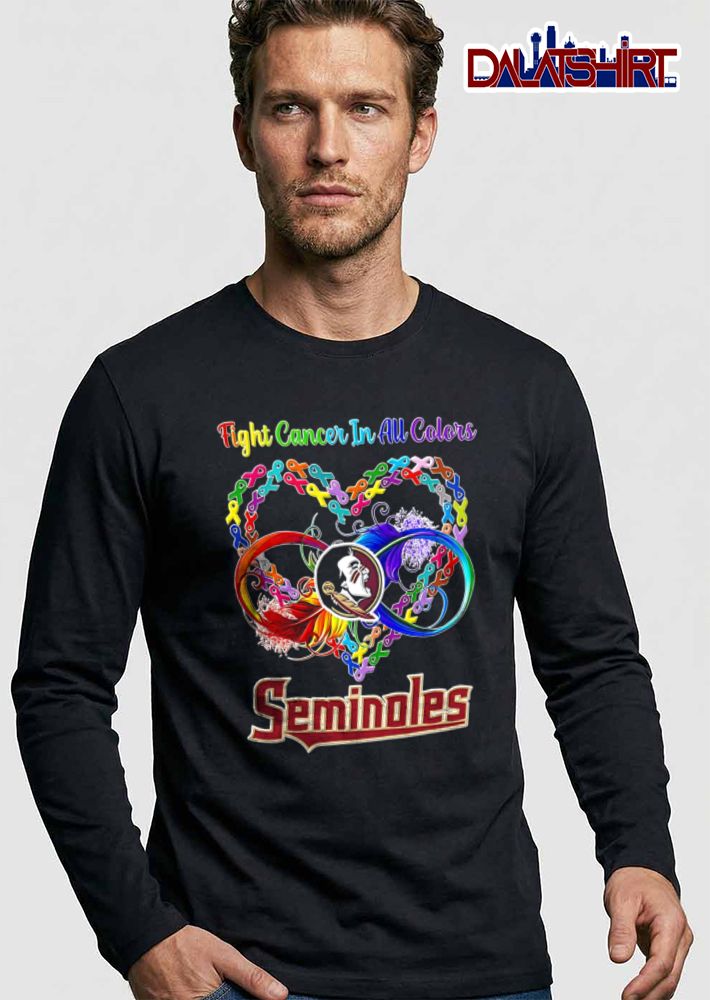 Florida State Seminoles NCAA Fight Cancer In All Colors Awareness Ribbons Heart Infinity Feather shirt