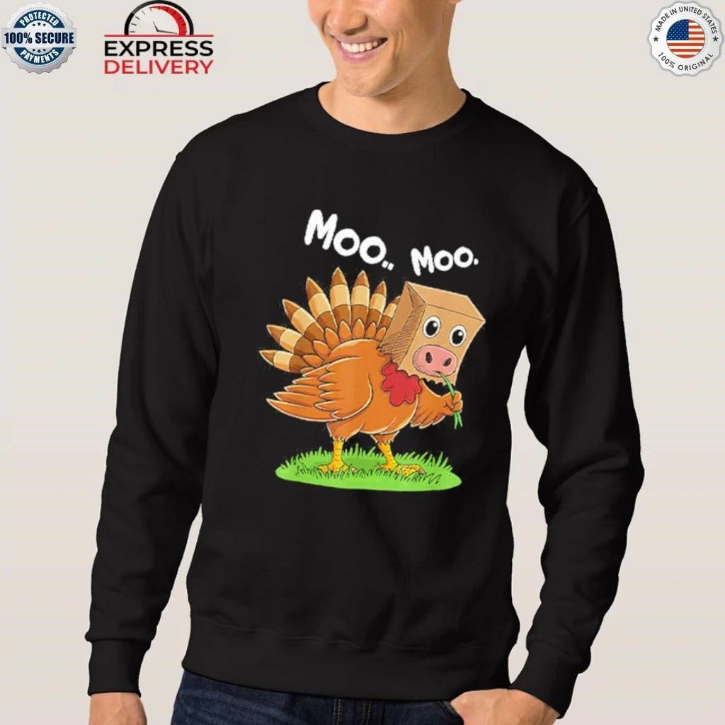 Turkey Cow Moo Moo Funny Thanksgiving Shirt