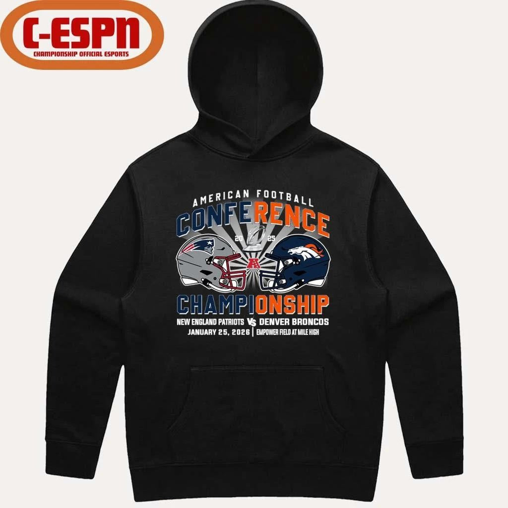 Patriots Vs Broncos AFC Conference Championship Duel Helmet T-Shirt