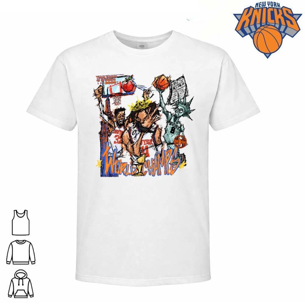 New York Knicks Champions NBA 2026 World Champs Abstract Sketch Graffiti Art Shirt