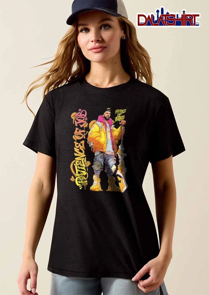 Heroes Of Faith Patience Job Bearded Man Holding Sword Cartoon shirt