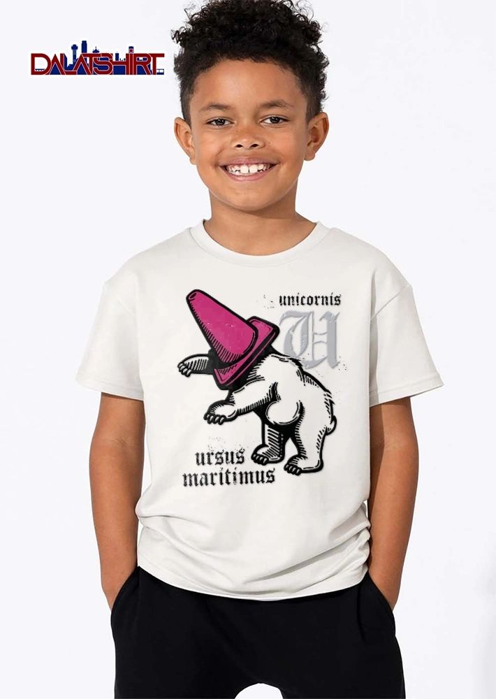 Unicornis Ursus Maritimus Polar Bear Wearing Pink Traffic Cone Line Art shirt