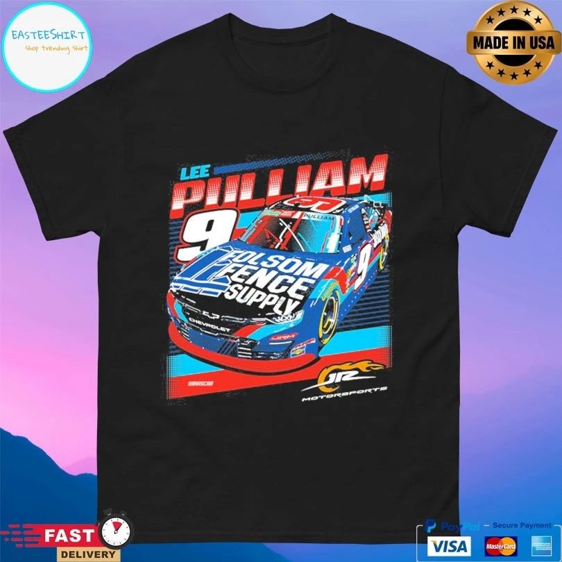 Lee Pulliam Jr Motorsports Official Team Apparel Black Folsom Fence Supply T-shirts