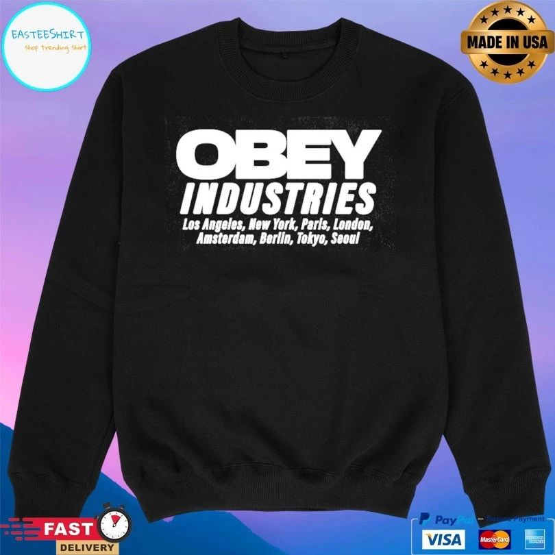Obey Industries Los Angeles New York Paris London Amsterdam Berlin Tokyo Seoul T-shirt