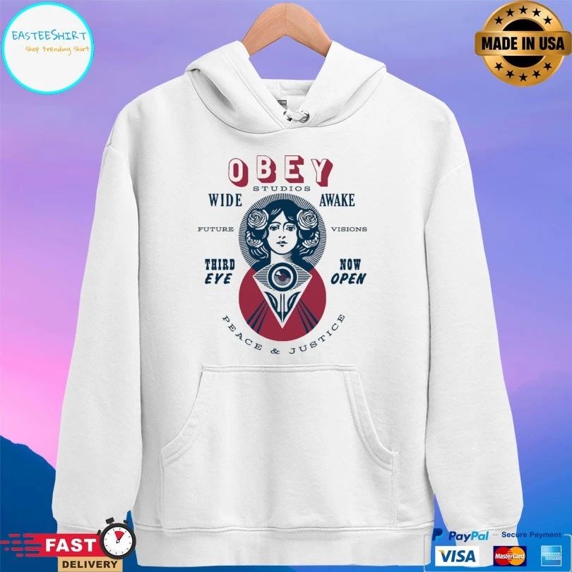 Obey Studios Wide Awake Future Visions Third Eye Now Open Peace And Justice T-shirt