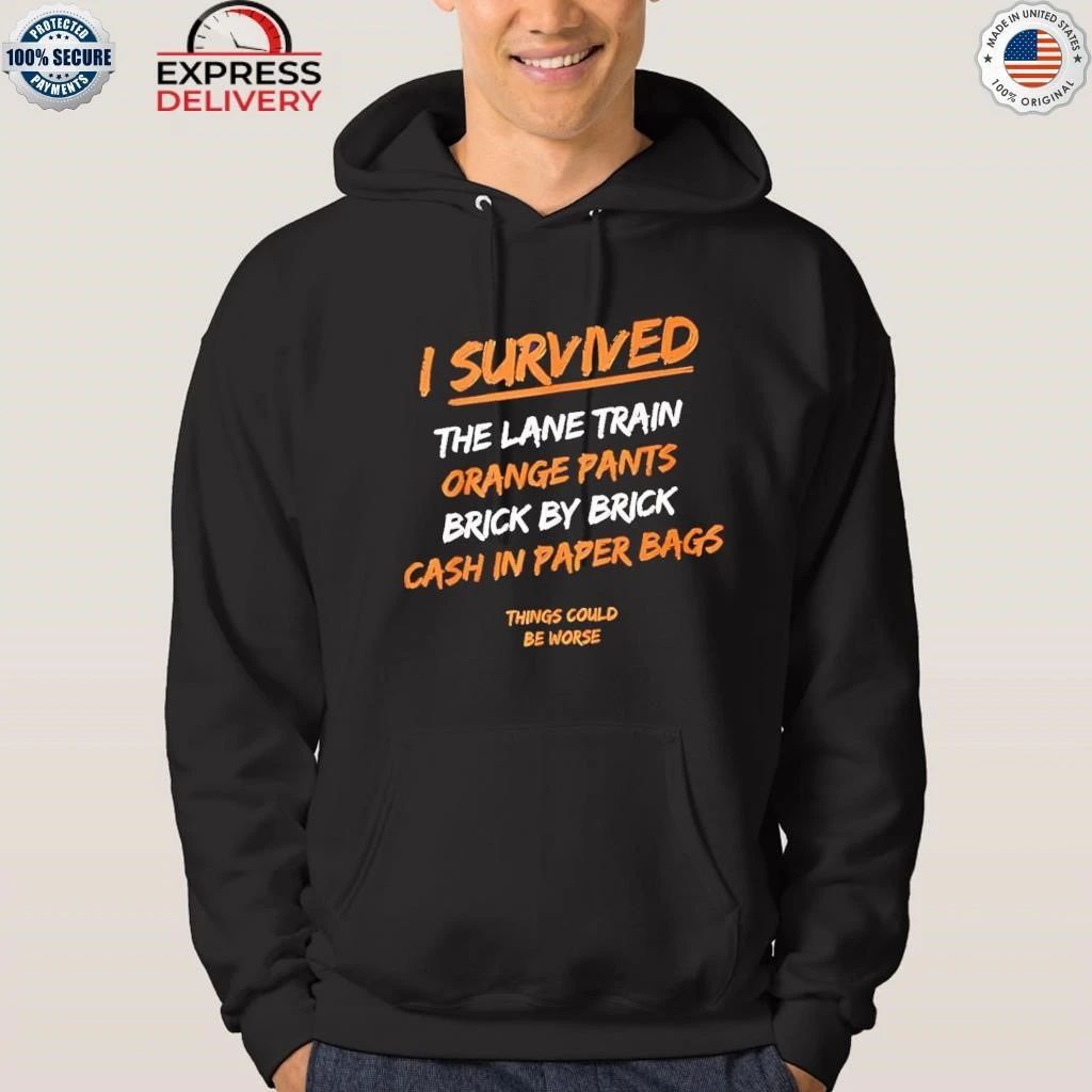 I Survived The Lane Train Orange Pants Brick Shirt