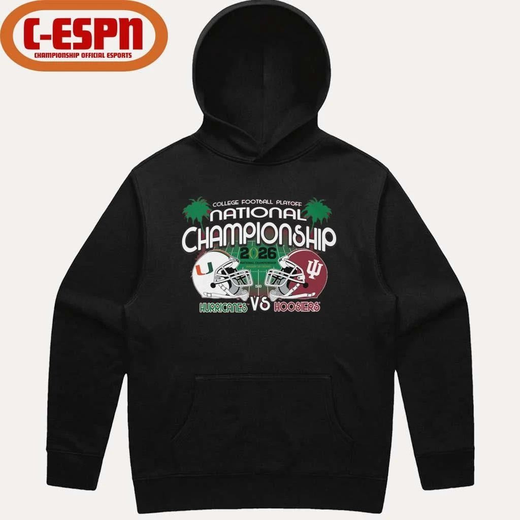 Hurricanes Vs Hoosiers 2026 CFP Championship Game Matchup T-Shirt