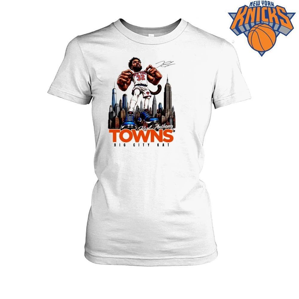 Karl Anthony Towns New York Knicks Big City KAT Skyline Caricature Graphic NBA Finals 2026 Shirt