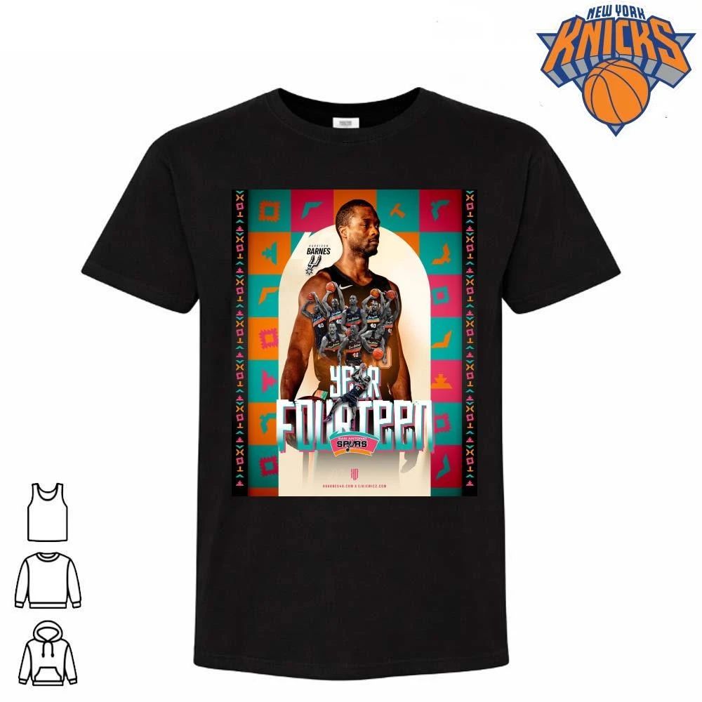 San Antonio Spurs Harrison Barnes Year Fourteen Basketball Native Graphic T Shirt
