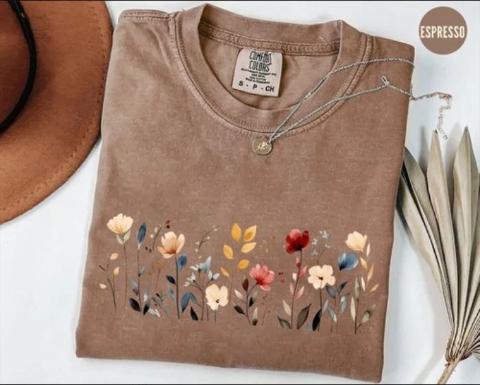 Comfort Colors  Wildflower Shirt  Floral Cottagecore Shirt  Botanical Shirt