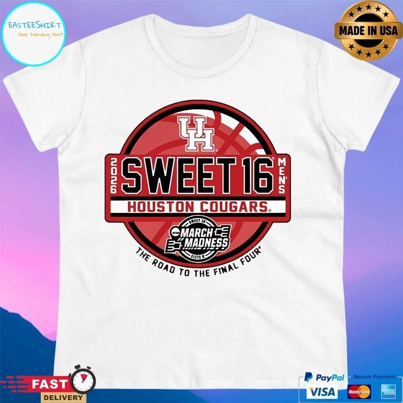 Sweet 16 Houston Cougars Men’s 2026 March Madness The Road To The Final Four T-shirts