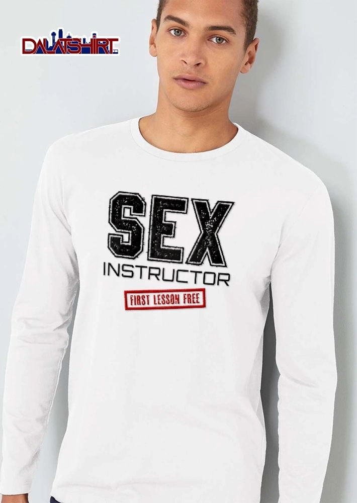 Sex Instructor First Lesson Free Distressed Text Red Stamp Box shirt