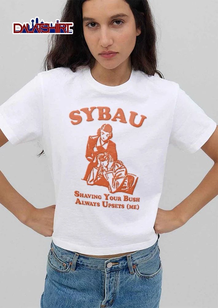 Sybau Shaving Your Bush Always Upsets Me Retro Line Art Woman Comforting Distressed Man shirt
