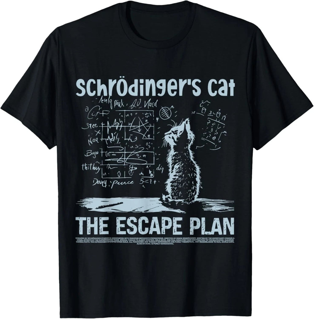 Schrodingers Cat the Escape Plan Funny Science Teacher T-Shirt