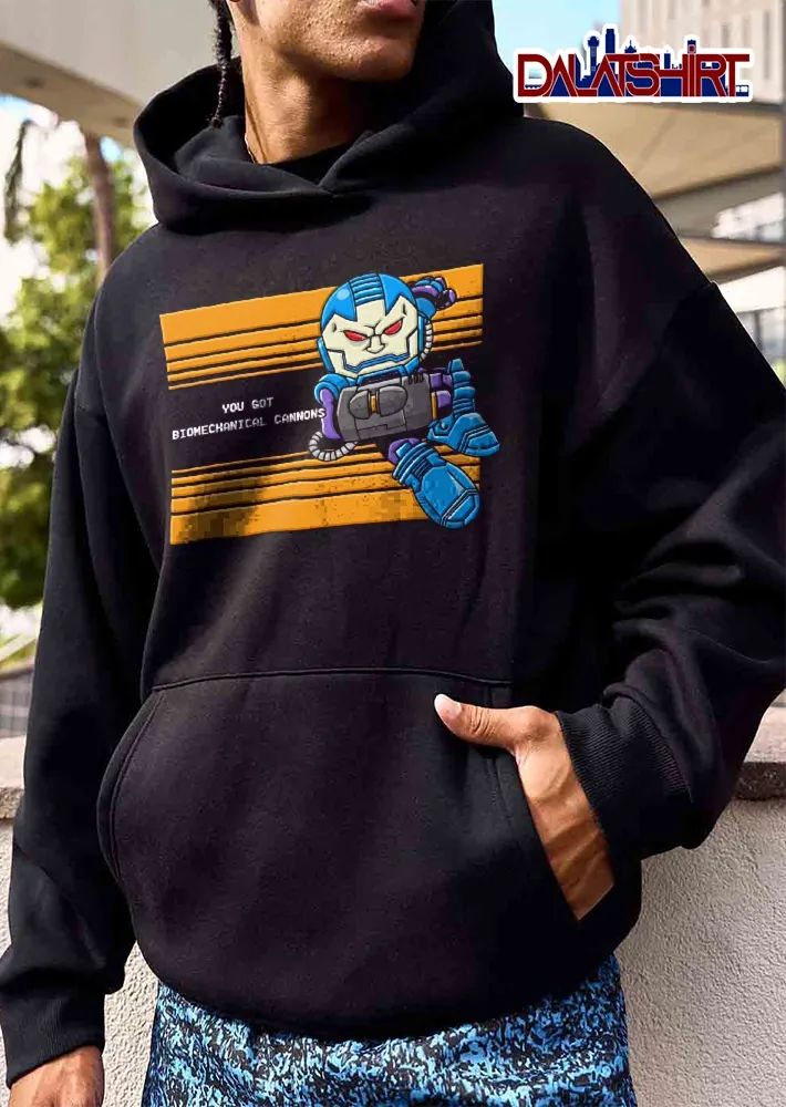 You Got Biomechanical Cannons Cartoon Apocalypse Character Mega Man Pose shirt
