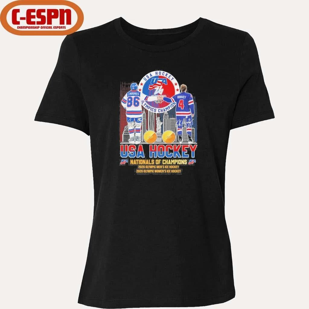 Jack Hughes And Caroline Harvey USA Hockey Nationals Of Champions Shirt